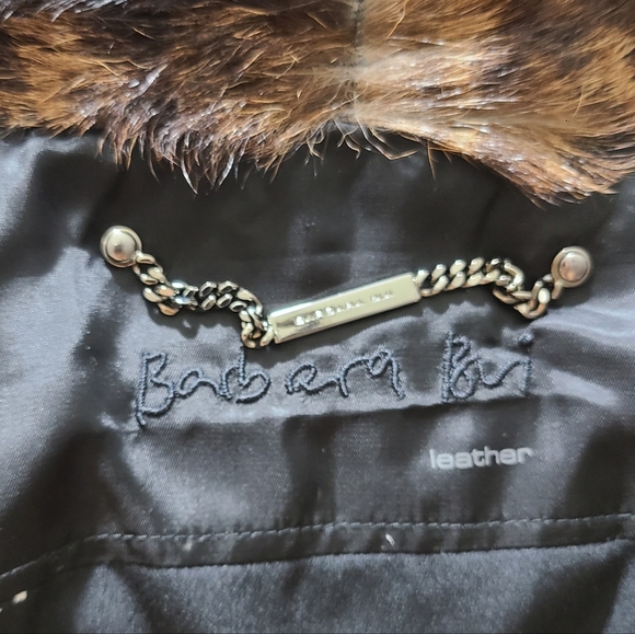 Barbara Bui 42 sz8-10 Black Leather Jacket w/ Leopard Shearling Fur - Picture 16 of 16